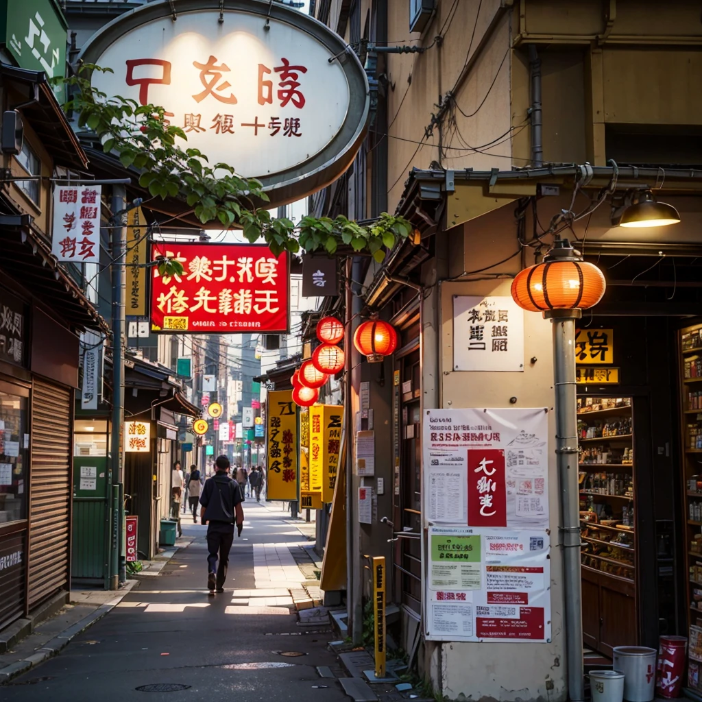 there are many signs on the side of the building that read it all, tokyo alleyway, japanese street, cyberpunk streets in japan, japanese neon signs, in narrow tokyo alleyway, japan travel aesthetic, japanese downtown, tokyo izakaya scene, tokyo street, in the streets of tokyo, in a tokyo street, quiet tokyo alley at night, japanese city, tokyo japan