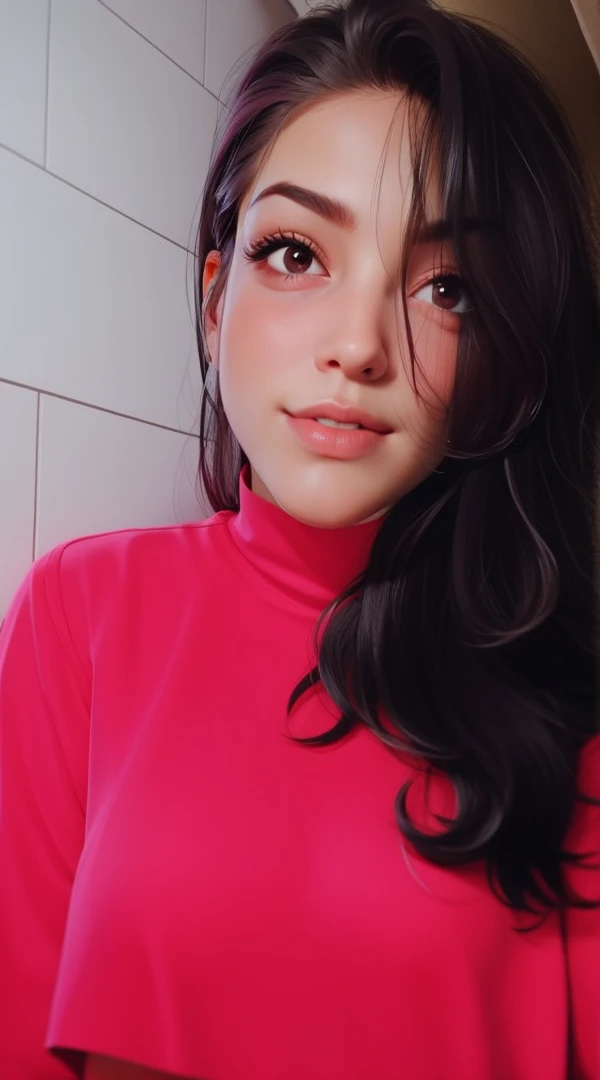 Best quality, sosinha, camisa longa rosa pink