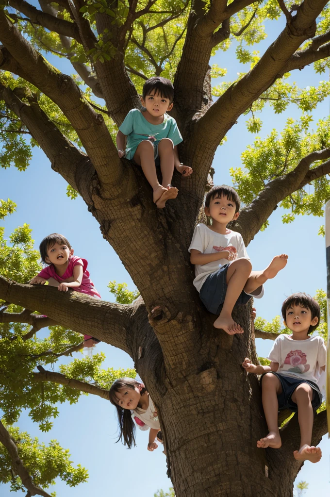 3 children in a tree