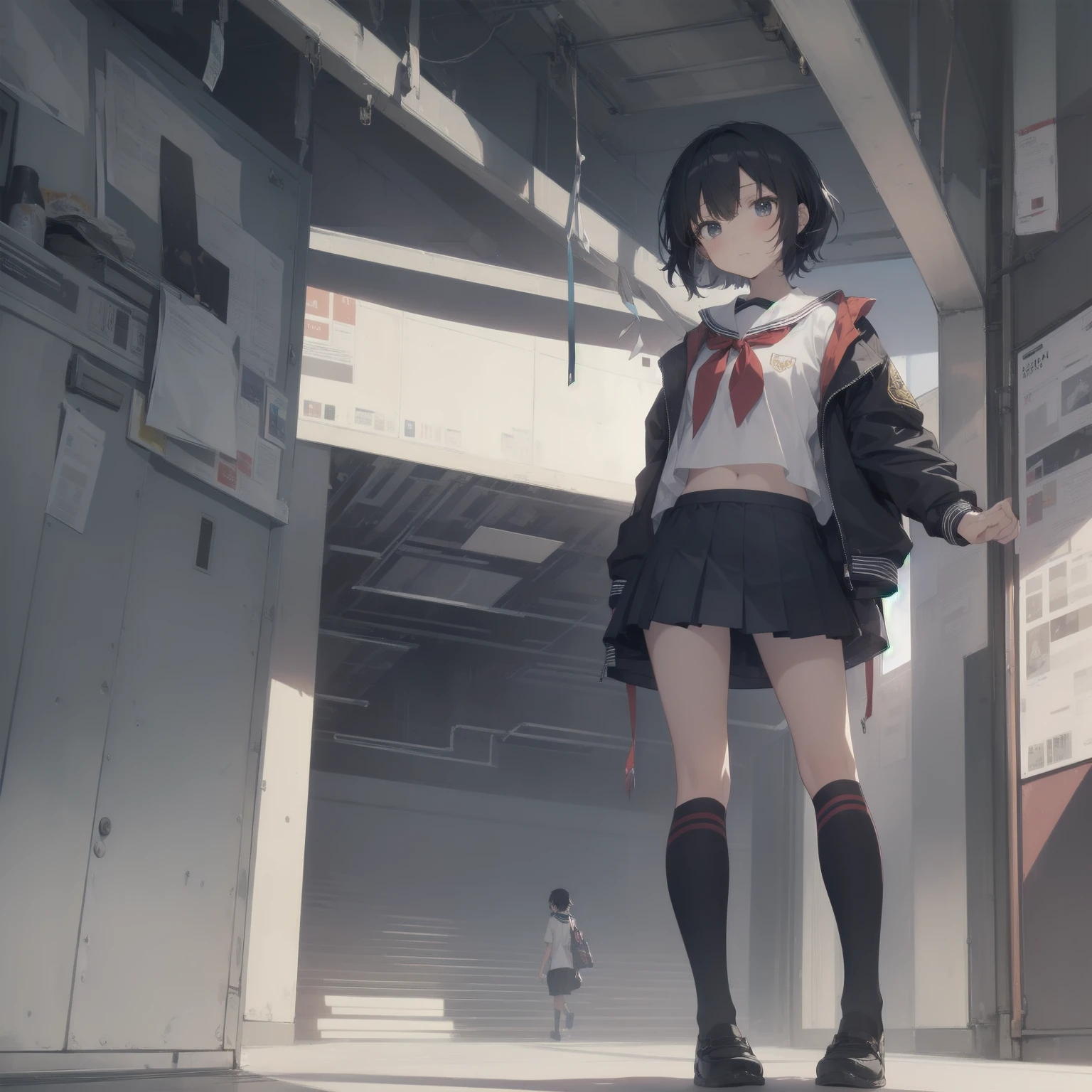 ultra-absurdres-Top quality by artist God, ultra-detailed, high resolution, anime moe artstyle, best anime 8k konachan wallpaper, pixiv contest winner, pool:2810, perfect anatomy,break, 1girl, (Please draw a girl walking sleepily to school alone. )break,(Solo,little female, 13-year-old:1.3),Full limbs, complete fingers,a junior high school student, (very short hair), short cut, flat chest, , small butt, small black eyes, beautiful detailed eyes, well-proportioned iris and pupils, expressive eyes, highres detailed hair, soft expression, salor school_uniform, sailor collar, serahuku, bow, pleated skirt,(Detailed Lighting), (Detailed background), in the School commute route. break,super detailed skin, Best cinematic lighting powered by famous artist, 8k,beauty illustration,photoshop_(medium),very aesthetic,break,((artist:neocoill )), artist:clamp ,artist:carnelian ,artist:kantoku ,

