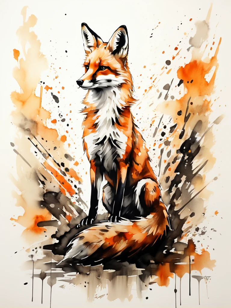 Vector Art, Colorful illustration with many foxes, en el centro, colores vibrantes,arte grafiti,salpicadura de tinta,salvaje y desenfrenado,rico y colorido,impacto visual,Super detailed modern aesthetic.,