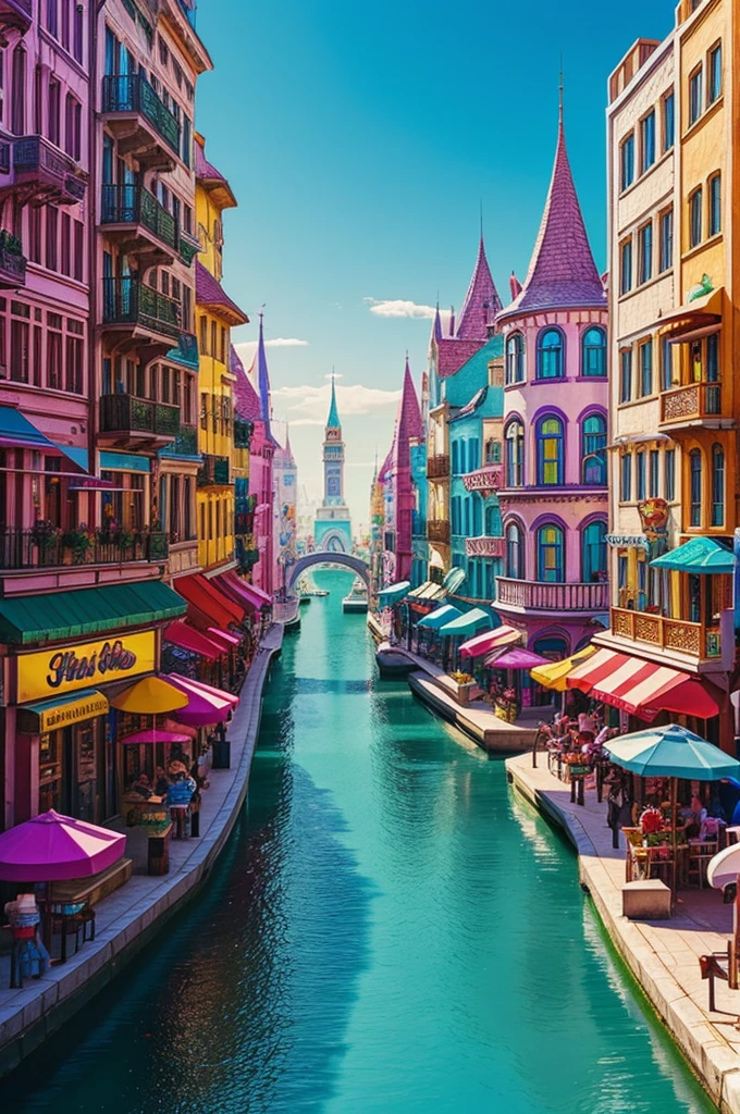 a fantasy city inside an ice cream cone