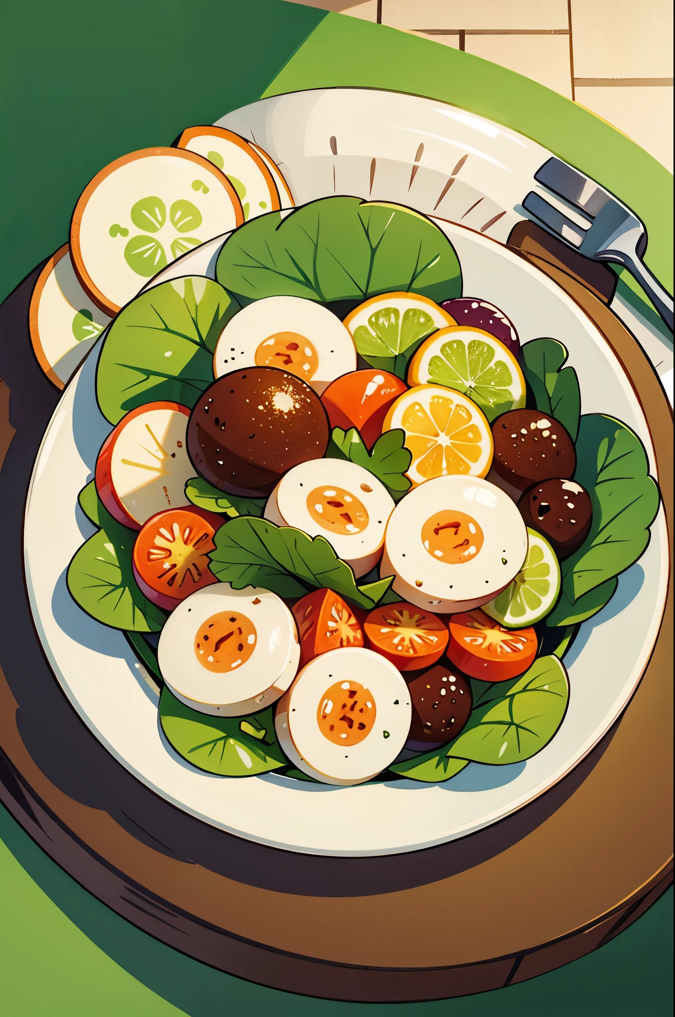 a salad plate, green
