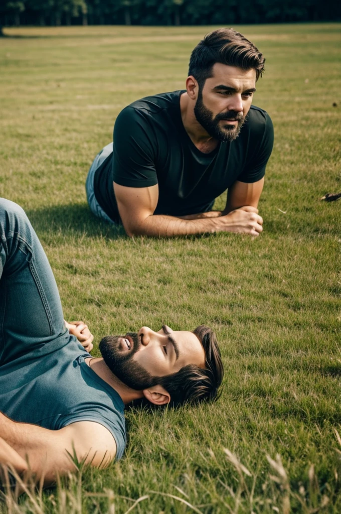 Man eating grass