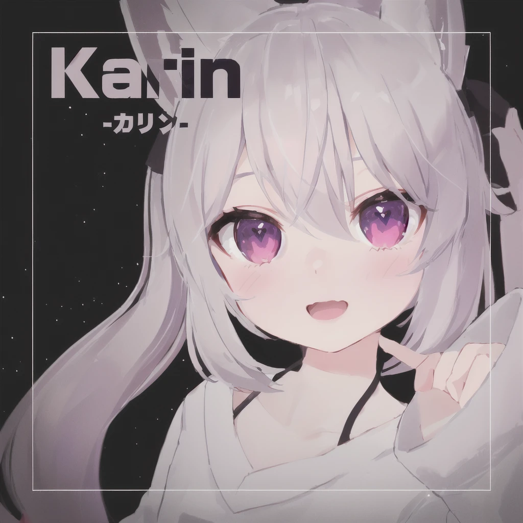 Karin,Vrchat,Face with a heart, the heart of the face is the color of the bisexual flag, bisexual colors, heart only on the face, shot of only the face, onlye face, looking at the camera