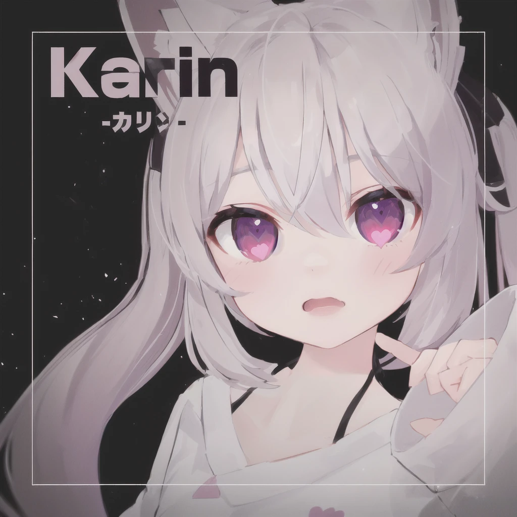 Karin,Vrchat,Face with a heart, the heart of the face is the color of the bisexual flag, bisexual colors, heart only on the face, shot of only the face, onlye face, looking at the camera