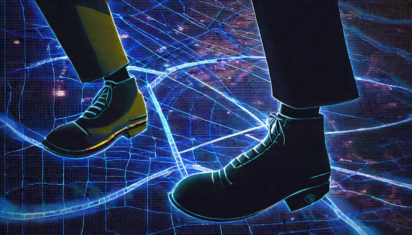 One's footsteps cross the border between the real world and the cyber world