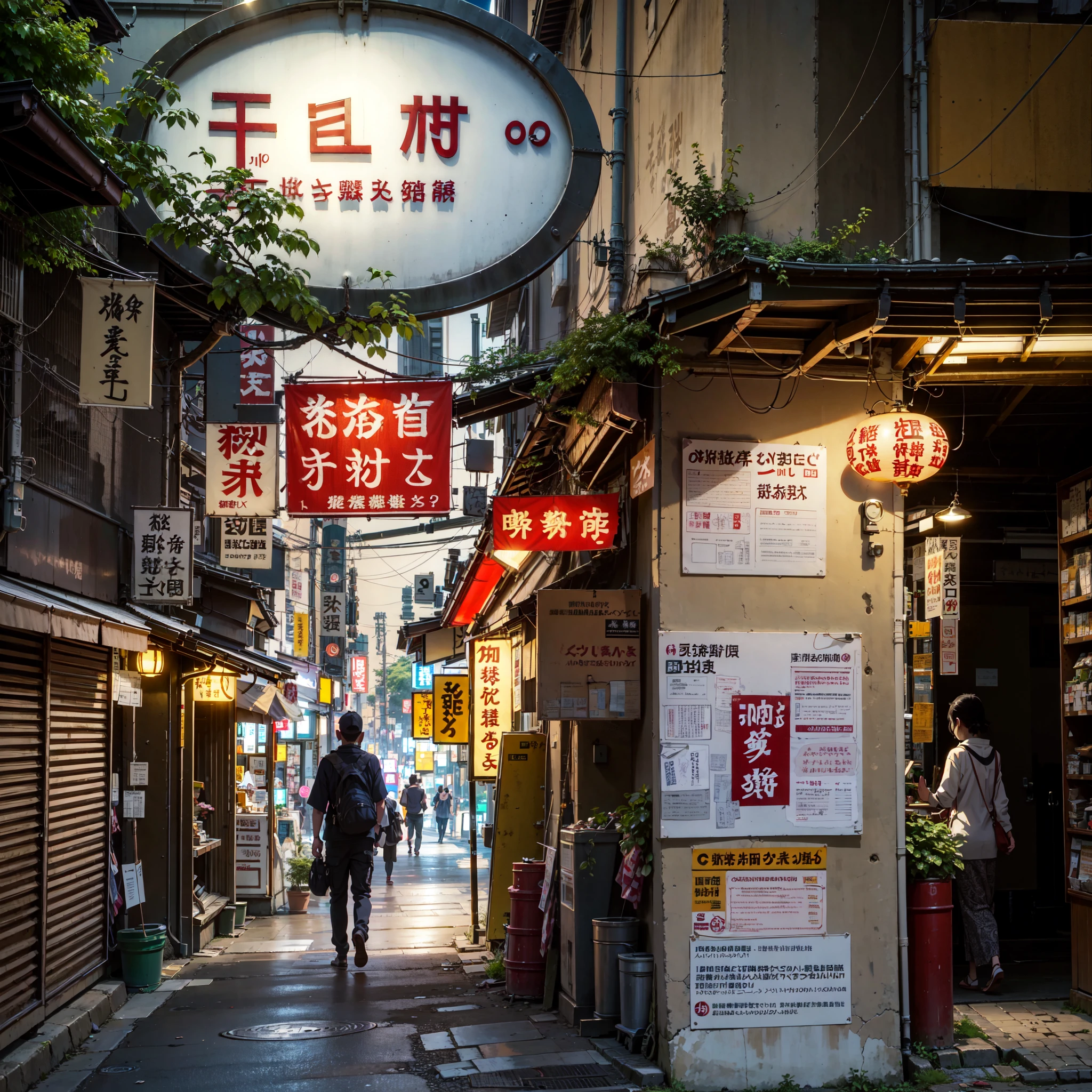 ((best quality)), ((masterpiece)), (detailed), there are many signs on the side of the building that read it all, tokyo alleyway, japanese street, cyberpunk streets in japan, japanese neon signs, in narrow tokyo alleyway, japan travel aesthetic, japanese downtown, tokyo izakaya scene, tokyo street, in the streets of tokyo, in a tokyo street, quiet tokyo alley at night, japanese city, tokyo japan