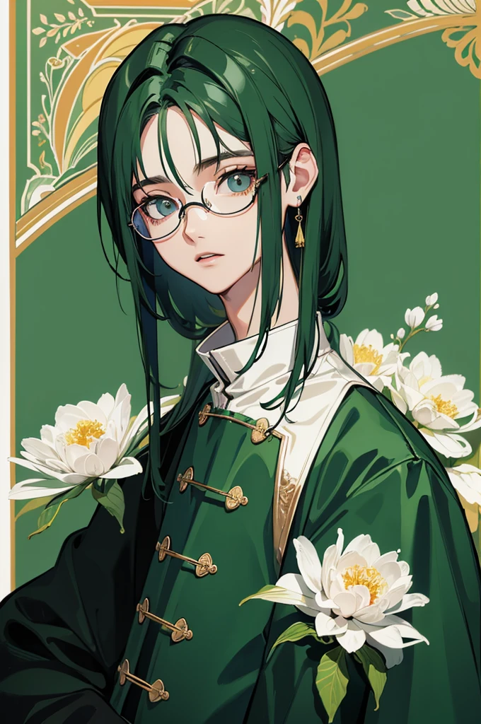menino, glasses, olhos verdes, cabelo escuro,((melhor qualidade)),(detalhado)