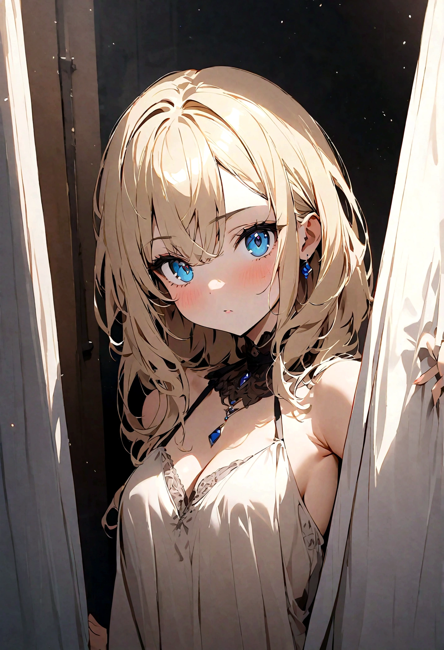 jolie femme de 23 ans, cheveux blond, yeux bleu, yeux larges, jolie levres, Best quality, femme sexy, regarde la caméra