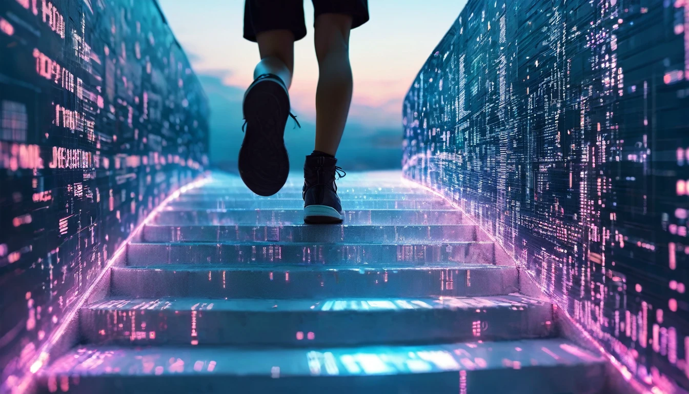 Cybersecurity digital footprints made of binary code, highlighting the importance of cybersecurity and protecting one's digital footprint from unauthorized access and exploitation