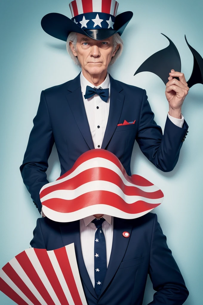 Uncle Sam with manta ray head pointing