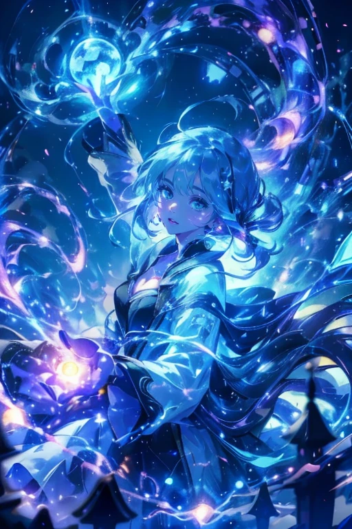 1girl,solo,cute,wizard,robe,cleavage,hold a thunderball,yellow thunderball on each hands,around thunder aura,perfect hands,perfect finger,thundermagic,glowing aura