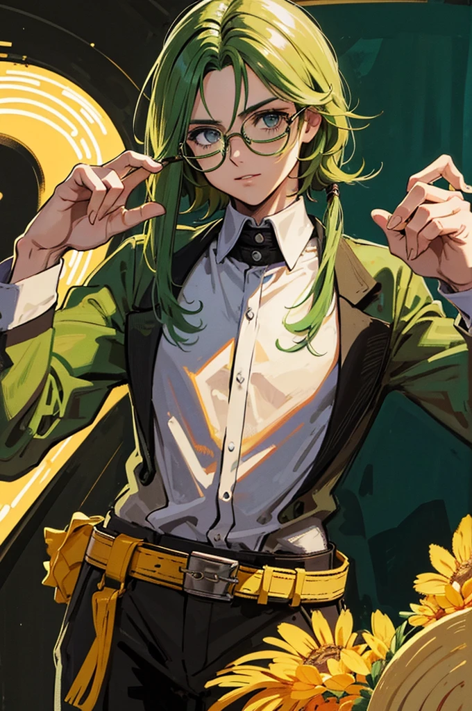 homem, glasses, olhos verdes, cabelo castanho,((melhor qualidade)),(detalhado)
