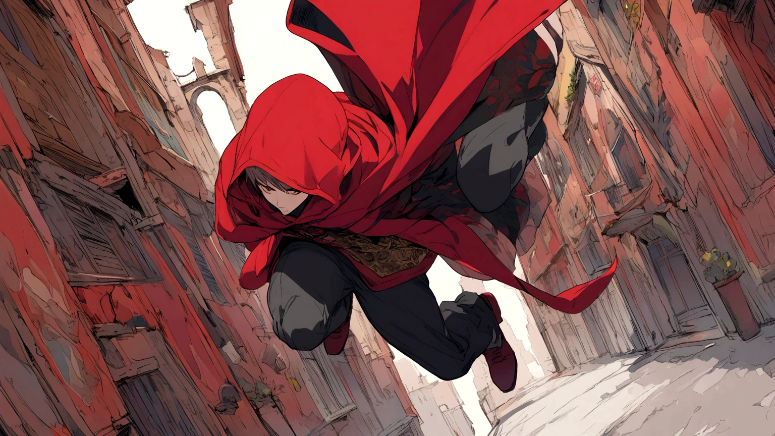 man red hood jumping