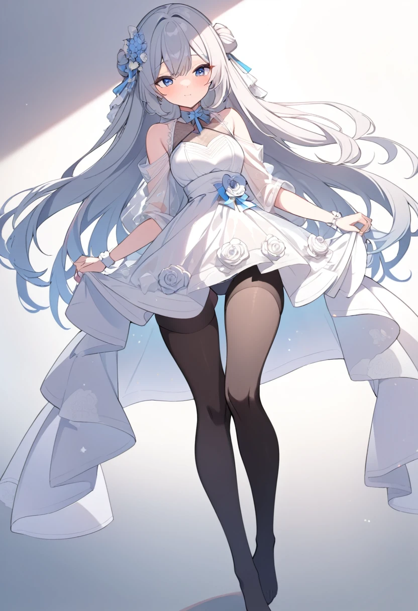 (1 girl),(high quality), (High resolution), (Very detailed), (8k),,(Hatsune Miku is wearing panties under her see-through wedding dress),(Wearing black knee-high stockings)No shoes,Perfect Sentence,(Beautiful erect nipple shape:1.2),High resolutionの美しい目,(Neutral White Lighting:1.2),I&#39;Sit in a windy place, Another World Big Full Body, large breasts, nipple