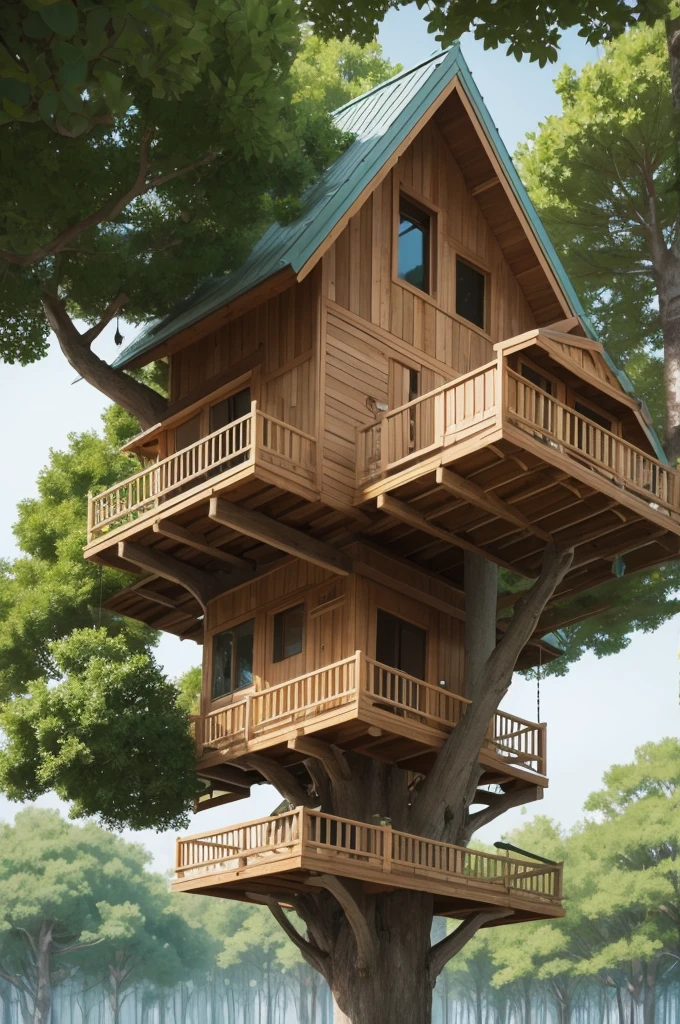 A minimalist illustration of a treehouse
