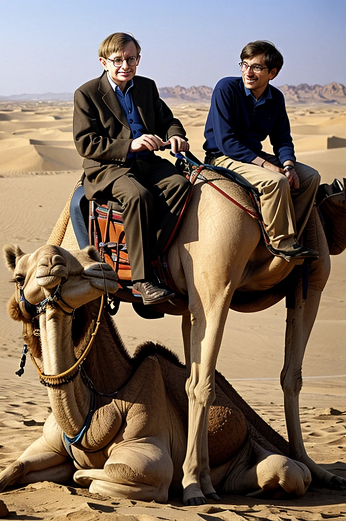 Stephen hawking on a camel
