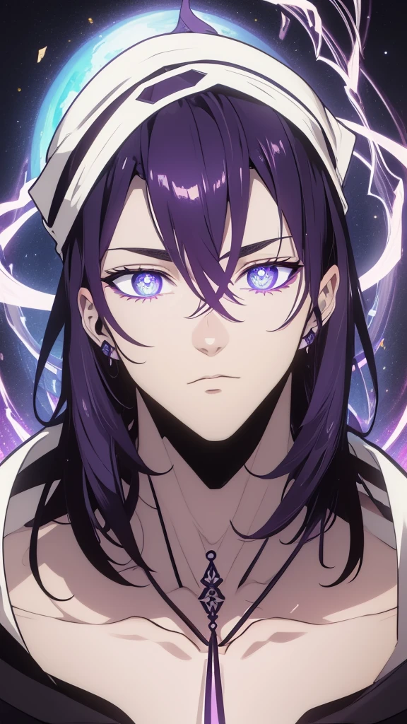 homem artista marcial,olhos azuis,meditando,foco masculino,olhando para o espectador,6+Rapazes,brilhante,tema roxo,brilhante eyes,cabelo roxo claro,1 menino,boca fechada,cabelo curto,mascarar,