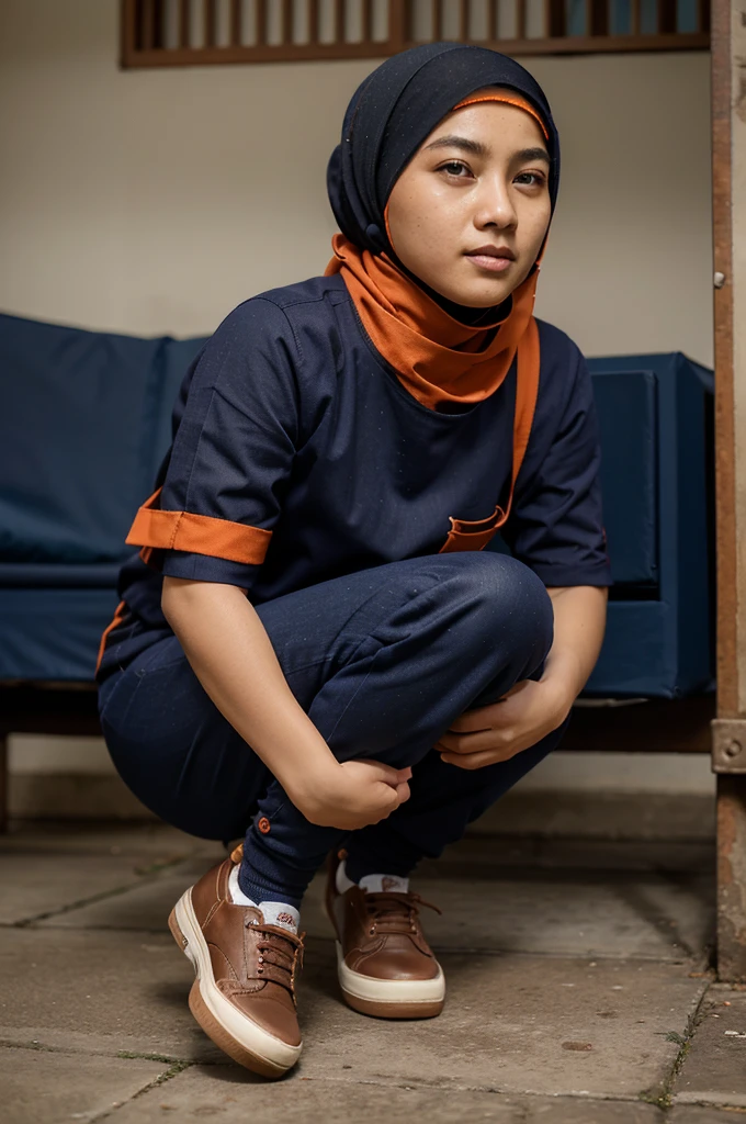 Dua orang Indonesia, lelaki umur 19 tahun berambut pendek menggunakan kemeja putih, memakai jam tangan, celana chino berwarna coklat navy, sepatu putih sambil tersenyum berdiri disebelah kanan. Perempuan berumur 20 tahun, memakai setelan muslimah warna coklat navy, sambil tersenyum berdiri disebelah kiri, mereka sedang berpegangan tangan, latar belakang perkebunan teh, hyper realistik, kontras tinggi, efek warna tinggi, 8K, detail, fokus