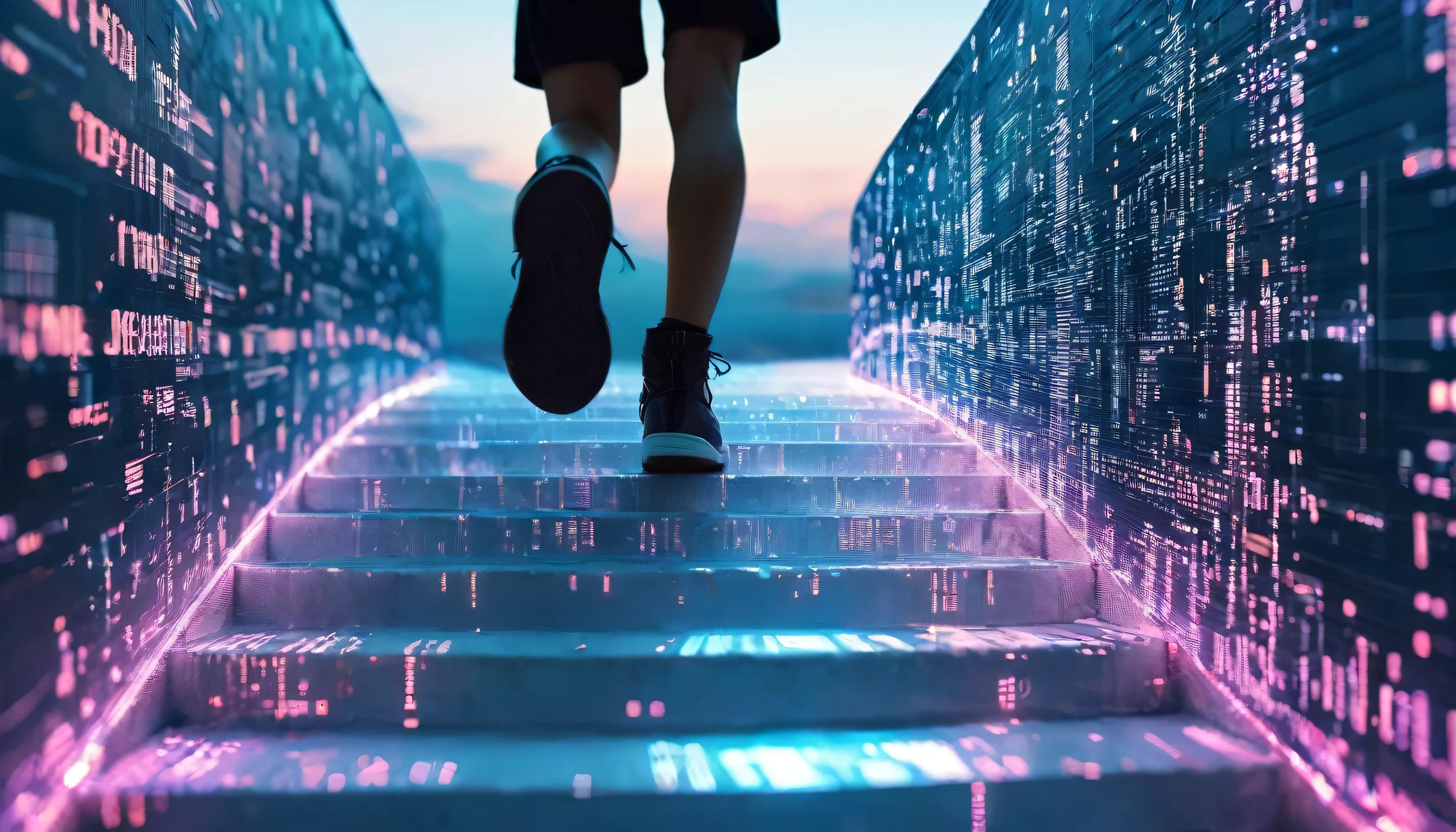 Cybersecurity digital footprints made of binary code, highlighting the importance of cybersecurity and protecting one's digital footprint from unauthorized access and exploitation