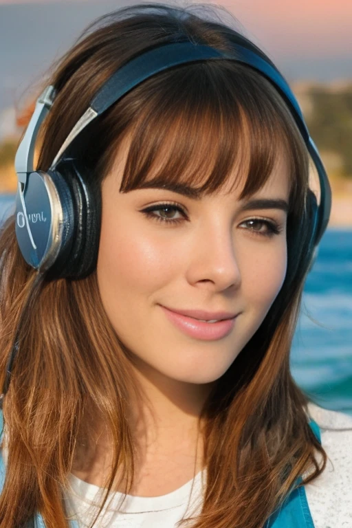 Gente conauriculares escuchando musica en un mueye sobre el mar utilizando auriculares d DJ