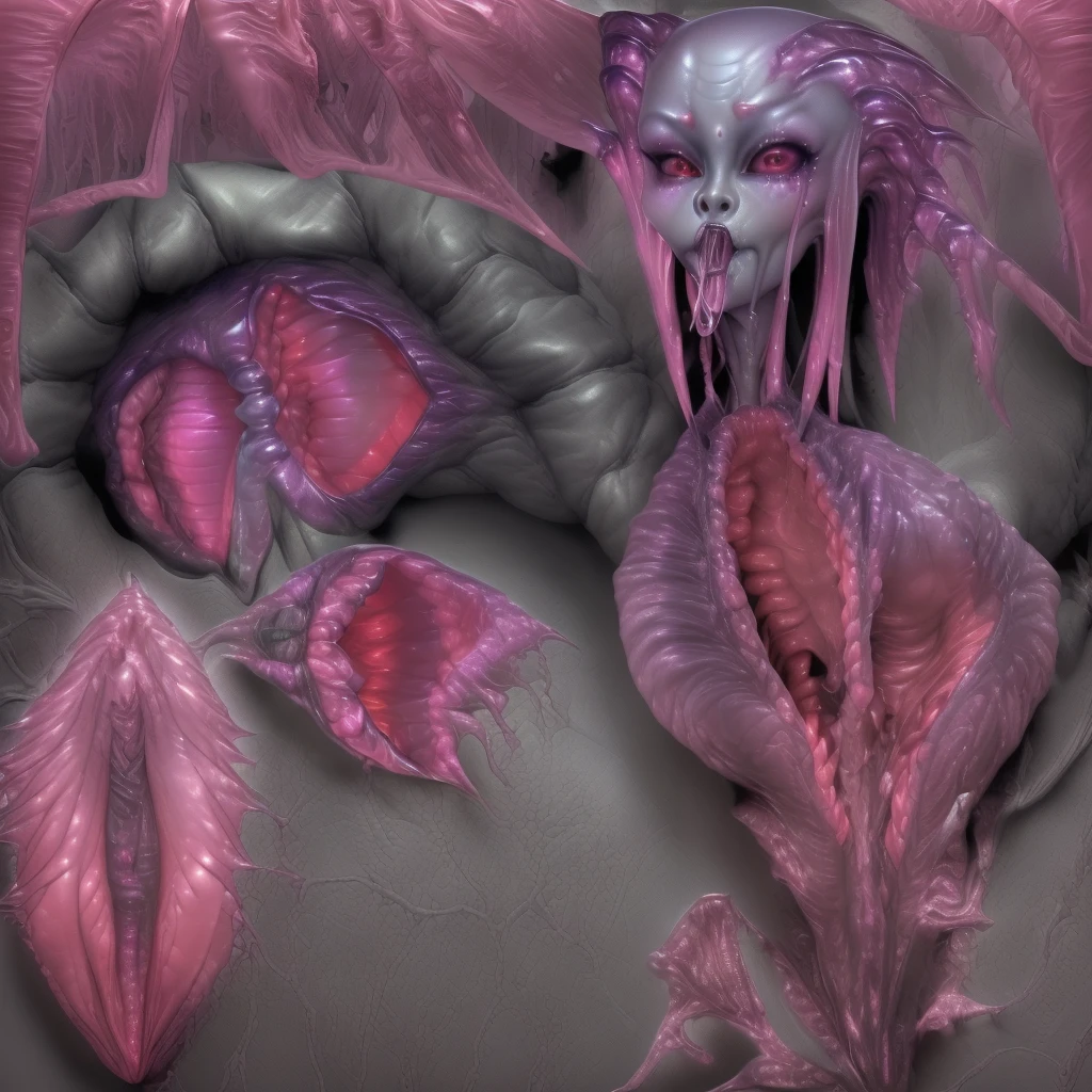 (best quality,4k,8k,highres,masterpiece:1.2), ultra-detailed, realistic, sexy dragon-girl with ruby red glittering scales, gigantic breasts, huge tits, long fiery red hair, very playful but mischievous smile, naked, nude, detailed crotch, detailed vulva, detailed pussy, spread legs, spread pussy, sexy pose, playful, bi-coloured eyes, heterochromia, lustful, cum dripping from pussy