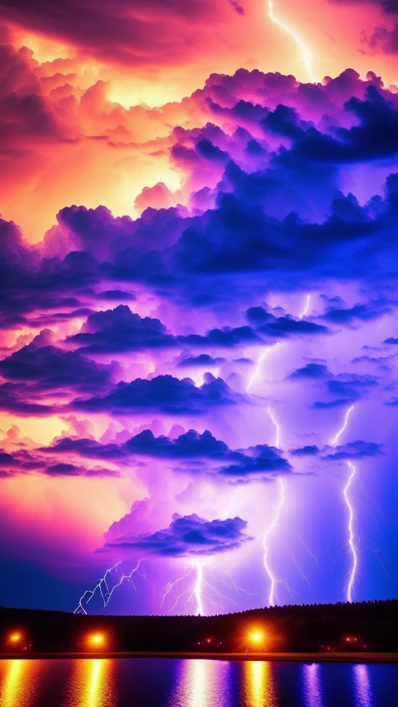 a heart shaped cloud with lightning in the sky over water, Photo by Mario Dubsky, pexels, Romanticism, ❤🔥🍄🌪, vibrant and powerful, Cardiac effects, lightning creating life, Love is the beginning of everything, she is attracting lightnings, beatifull lightning, Magic Heart, with lightning bolts, ((((lightning))))