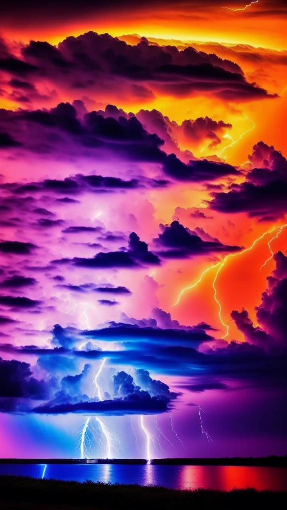 a heart shaped cloud with lightning in the sky over water, Photo by Mario Dubsky, pexels, Romanticism, ❤🔥🍄🌪, vibrant and powerful, Cardiac effects, lightning creating life, Love is the beginning of everything, she is attracting lightnings, beatifull lightning, Magic Heart, with lightning bolts, ((((lightning))))