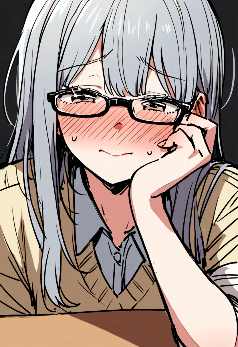 Glasses、mini skirt、serious、freckles、highest quality、dark pubic hair、Inserting the penis into the vagina、have sex with a man、sweaty、naked、Covered in semen、orgasm、heavy breathing、Ejaculation into the vagina、classroom