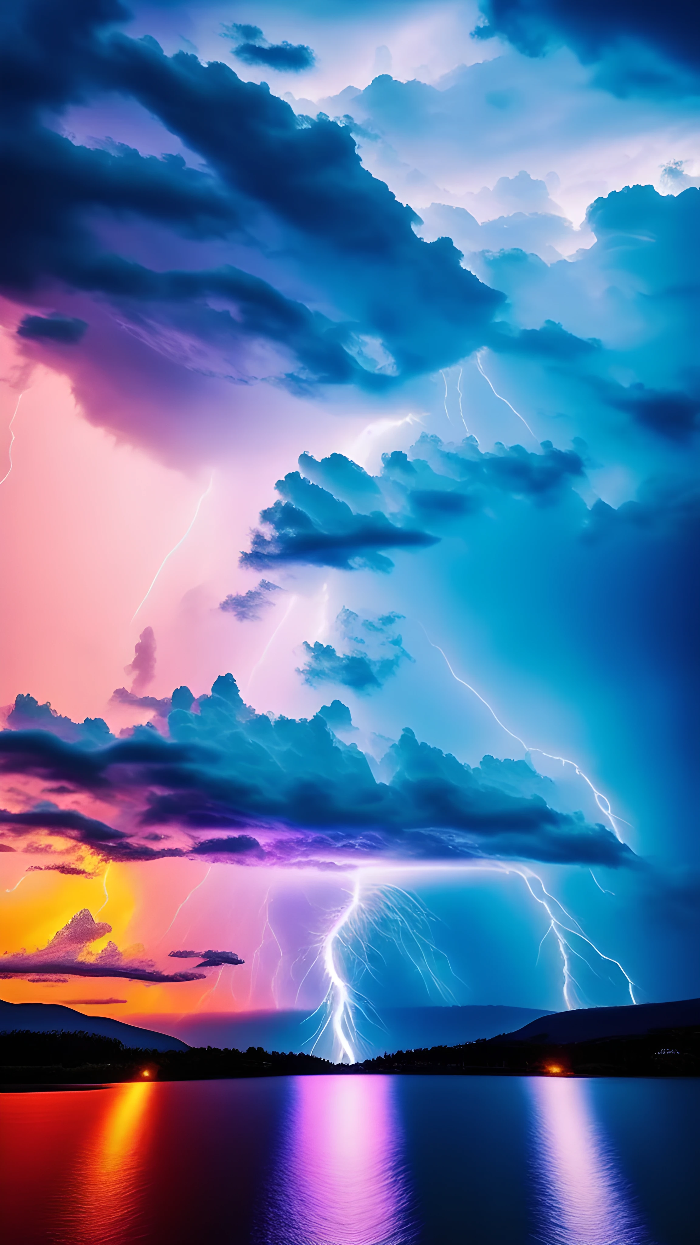 a heart shaped cloud with lightning in the sky over water, Photo by Mario Dubsky, pexels, Romanticism, ❤🔥🍄🌪, vibrant and powerful, Cardiac effects, lightning creating life, Love is the beginning of everything, she is attracting lightnings, beatifull lightning, Magic Heart, with lightning bolts, ((((lightning))))