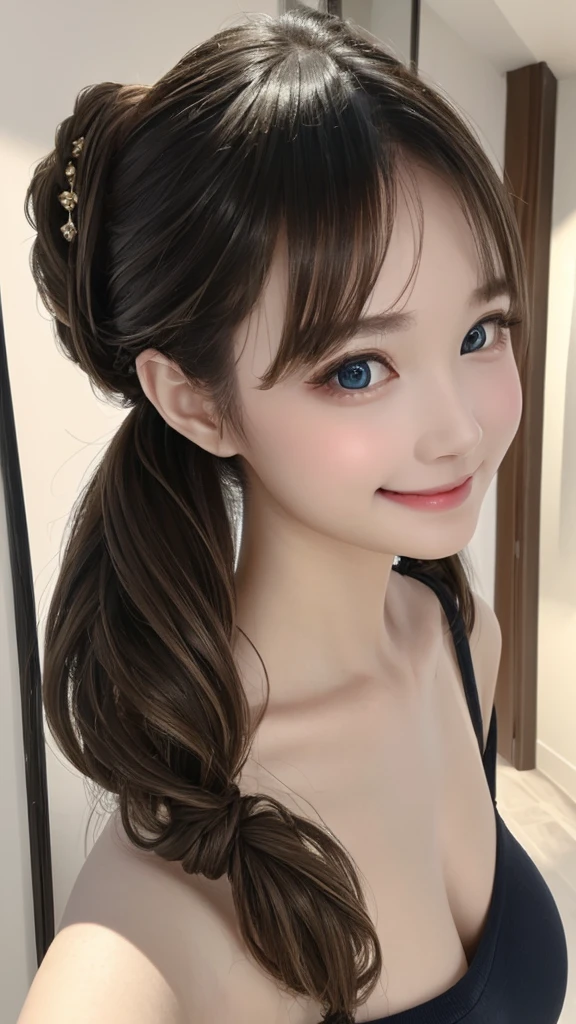 UHD, textured skin, super detail, high details, best quality, highres, 4K 、Japanese 、(Random Hairstyles:2.0)、Black Hair, Inner Color, Purple Hair, Ahoge, Asymmetrical hairstyles, Bangs, ((Frowning)), Half-closed eyes, Long eyelashes, Open your mouth a little, Cleavage:1.2, Super detailed face、(Protruding nipples:1.5)、Red tie、Attention to detail、double eyelid、Put your chest together、Sharp focus:1.2、Beautiful woman:1.4、Highly detailed and professionally lit smile、Shoulder out、thin、Serious expression、whole body、Red underwear、garter belt、stockings、Long legs、 Sharp focus :1.2, Beautiful woman with perfect figure :1.4, A wistful smile, Upward glance, looking at the camera, thin腹筋 :1.1, ((Brown Hair, Big Breasts :1.2)), Highly detailed face and skin texture、Black choker around the neck、garter belt、Night Park、bench