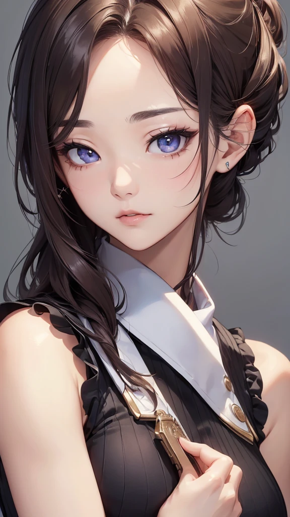 (((masterpiece))),(((High resolution)))、(((8K quality)))、(((perfect face)))、(((Korean idol)))、30 years old, ((sleeveless)), ((top quality eyes)), detailed face, (detailed texture), look at the camera, big tits