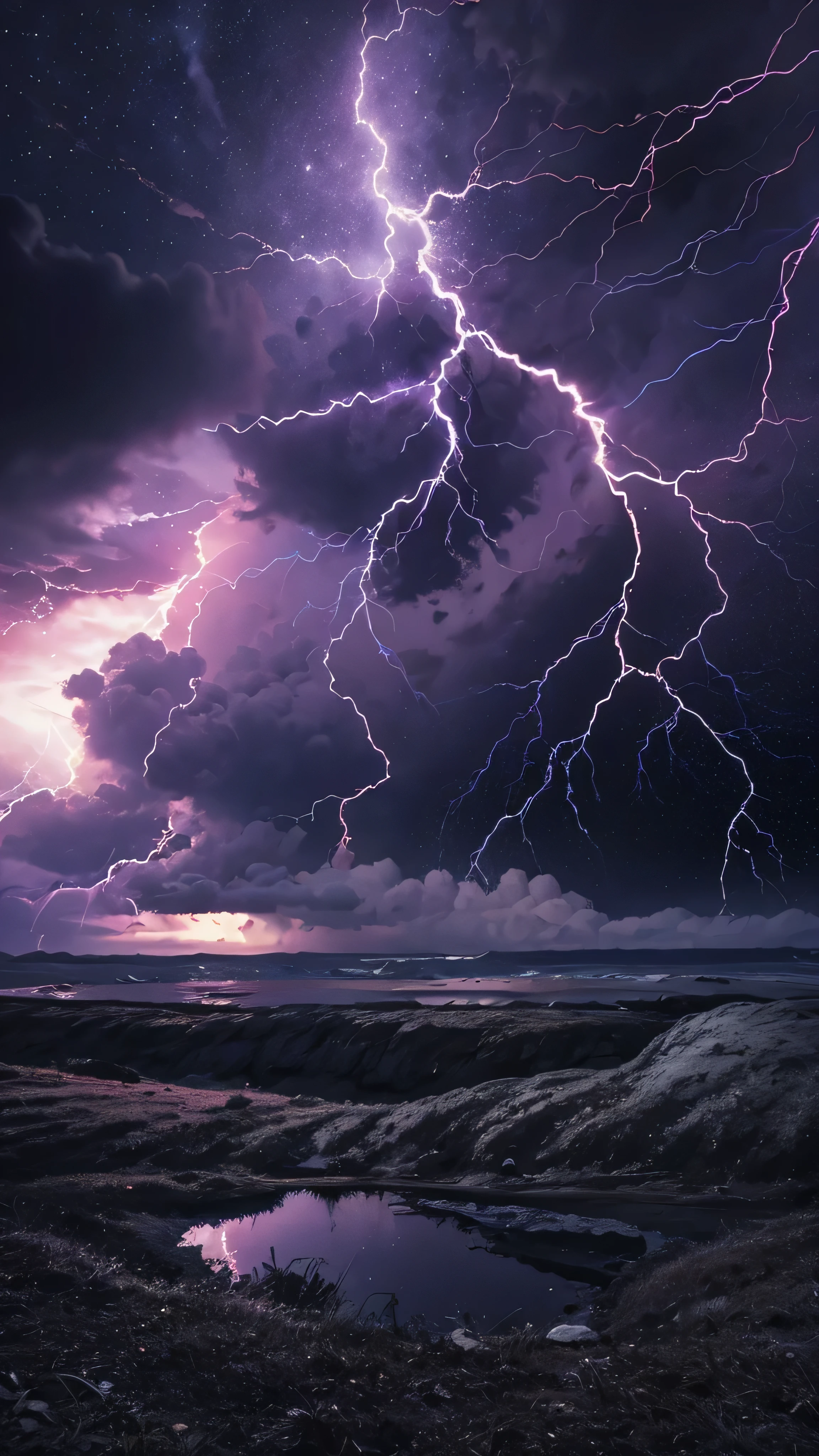 Teardrop Round Crystal，Sky Sky，Dark storm clouds，The sky is filled with lightning， There will be a thunderstorm，