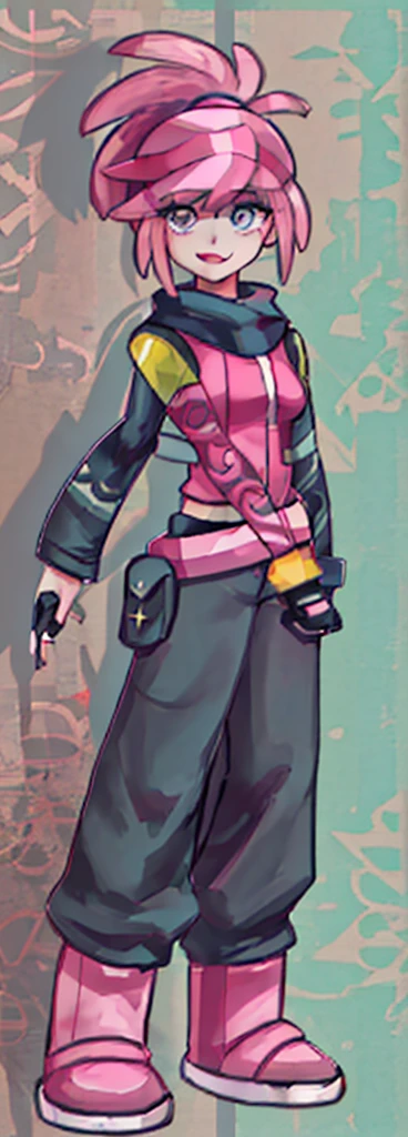 pokemon ranger, solo, 1girl, female, pink ponytail, extremely detailed, high quality