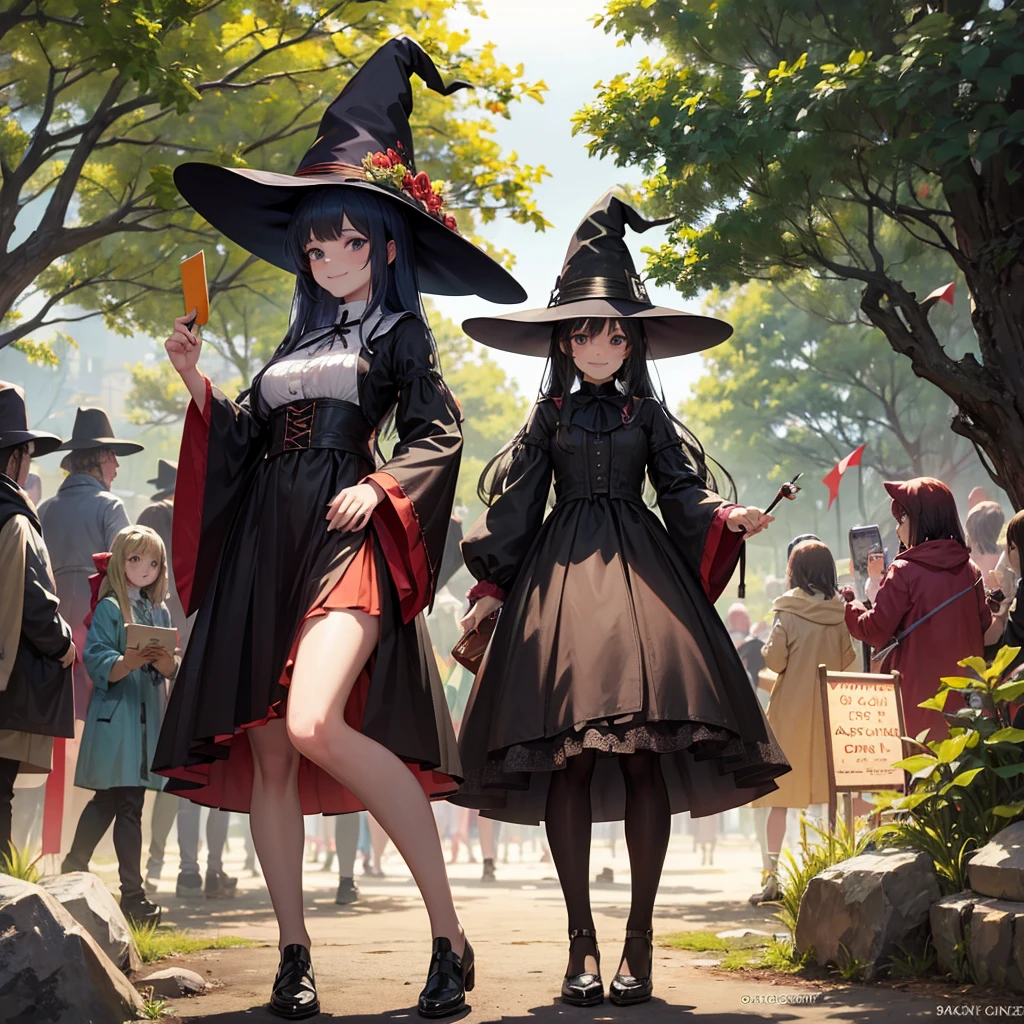 The witch and the park(Witch Hat Crowd in the background(placardhave) A sloppy smile),Crowd in the background(placard(monitor anime)have