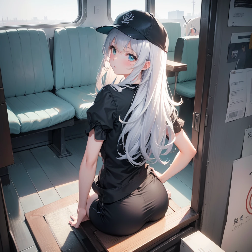 ((Highly detailed CG8k Unity wallpaper)), (((Mastepiece))), ((Bestクォリティ)), (Super detailed), ((Beautiful detailed eyes)), (A detailed face), ((Beautiful detailed girl)), An illustration化化, 最高のAn illustrationレーション, ((Best Shadow)), ((Very delicate and beautiful)), (Detailed light), (Movement angle), soloで, (((((animeスクリーンキャップ))))), (Medium bust), (Akame ga Kill!), ((1 Girl)), (A woman), (22 year old), Red hair ponytail, (Orange Eyes), ((Black clothes)), ((Best)), ), (Black Medium Skirt), Black long boots, , ((Contempt)), (anime顔), (((Wariza sitting))), (Cyberpunk), (View from the train window), (Spectacular landscapes), (A beautiful and delicate city), Add_Details:1, Add_Details:0, Add_Details:0.5, Add_Details:1, Add_Details:0, Add_Details:0.5, Add_Details:1, Add_Details:0, Add_Details:0.5(Masterpiece:1.2),最high resolution,high resolution,Unity 8k wallpaper,An illustration,Particularly specific,Ultra-thin face,Extremely fine CG,(1 Girl,solo:1.5),Perfect Anatomy,Beautiful and vivid background,No blurring,Contour(Panorama:0.5),Depth of written boundary,anime,2D,とても美しく繊細なanimeの顔と目、 Fischl , 1 Girl, soloフォーカス,Silver Hair,  In the movies, Both sides up, Green Eyes, Cross Necklace, Iconic eyes, , (Baseball Cap:1.1), (Baggy pants:1.2),Walking on the bridge, (From the back:1.1), Side to bottom, Hands on your hips, Upper body、{{Mastepiece}}, {{Bestクォリティ}},, {Thighs}, cumulus, Sunlight, Blue Sky Background
