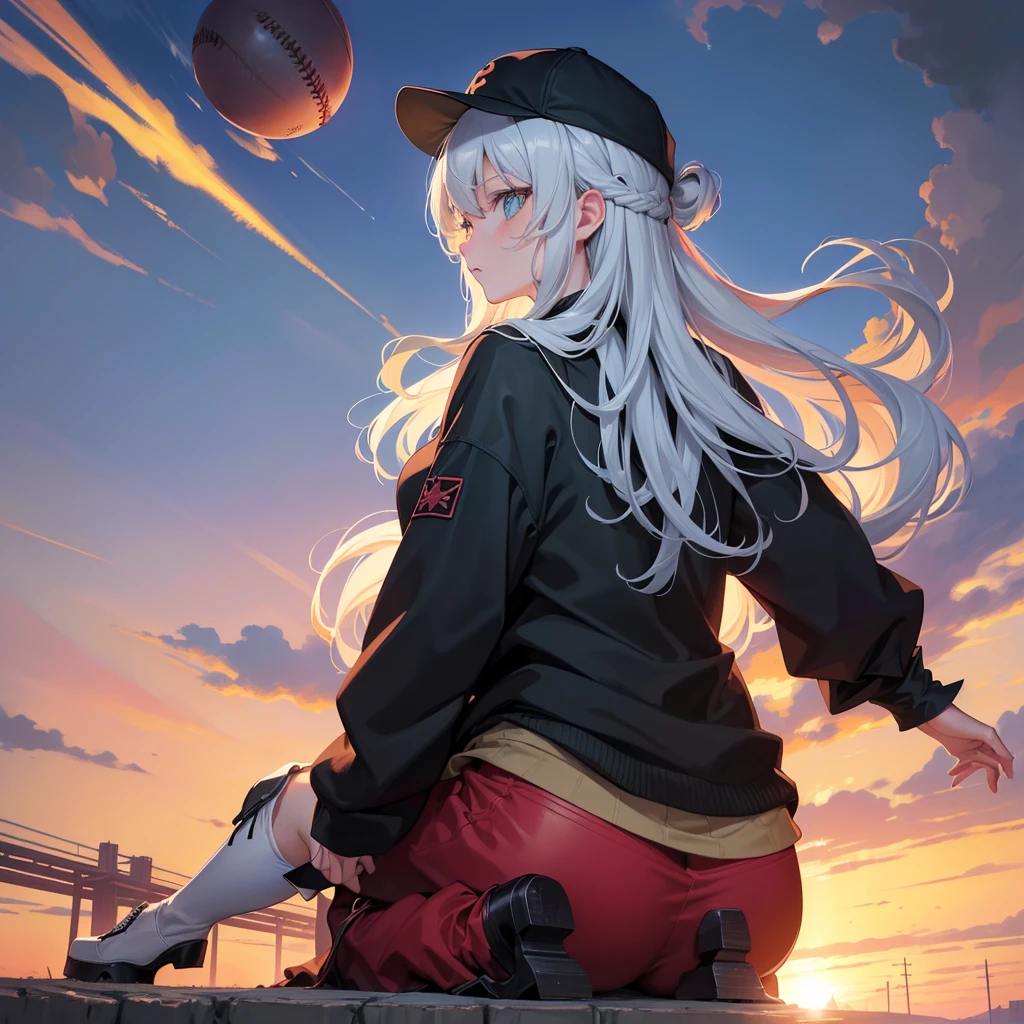 ((Highly detailed CG8k Unity wallpaper)), (((Mastepiece))), ((Bestクォリティ)), (Super detailed), ((Beautiful detailed eyes)), (A detailed face), ((Beautiful detailed girl)), An illustration化化, 最高のAn illustrationレーション, ((Best Shadow)), ((Very delicate and beautiful)), (Detailed light), (Movement angle), soloで, (((((animeスクリーンキャップ))))), (Medium bust), (Akame ga Kill!), ((1 Girl)), (A woman), (22 year old), Red hair ponytail, (Orange Eyes), ((Black clothes)), ((Best)), ), (Black Medium Skirt), Black long boots, , ((Contempt)), (anime顔), (((Wariza sitting))), (Cyberpunk), (View from the train window), (Spectacular landscapes), (A beautiful and delicate city), Add_Details:1, Add_Details:0, Add_Details:0.5, Add_Details:1, Add_Details:0, Add_Details:0.5, Add_Details:1, Add_Details:0, Add_Details:0.5(Masterpiece:1.2),最high resolution,high resolution,Unity 8k wallpaper,An illustration,Particularly specific,Ultra-thin face,Extremely fine CG,(1 Girl,solo:1.5),Perfect Anatomy,Beautiful and vivid background,No blurring,Contour(Panorama:0.5),Depth of written boundary,anime,2D,とても美しく繊細なanimeの顔と目、 Fischl , 1 Girl, soloフォーカス,Silver Hair,  In the movies, Both sides up, Green Eyes, Cross Necklace, Iconic eyes, , (Baseball Cap:1.1), (Baggy pants:1.2),Walking on the bridge, (From the back:1.1), Side to bottom, Hands on your hips, Upper body、{{Mastepiece}}, {{Bestクォリティ}},, {Thighs}, cumulus, Sunlight, Blue Sky Background