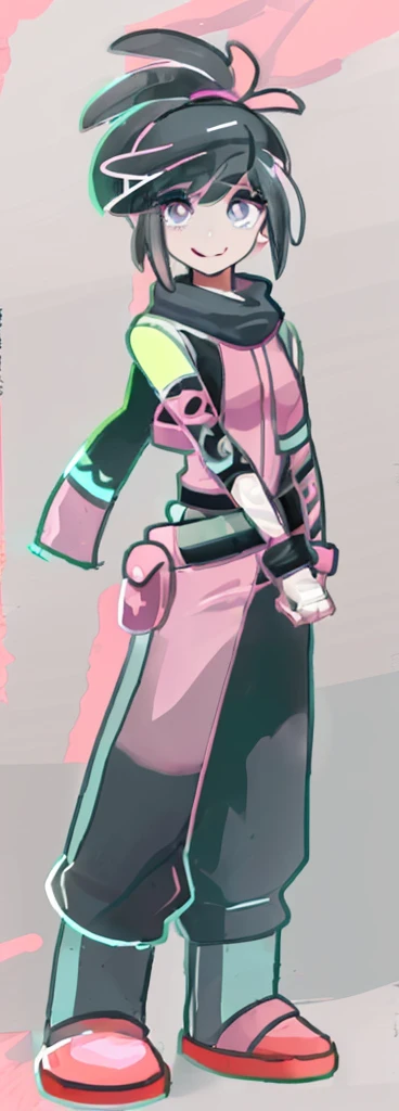 pokemon ranger, solo, 1girl, female, pink ponytail, extremely detailed, high quality