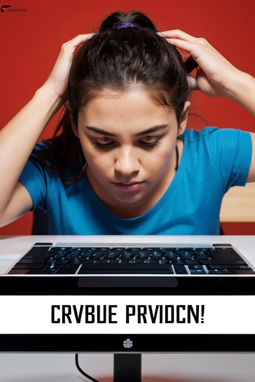 Create an image for the homework cover where you can see that someone is being subjected to cyber violence from their computer and put a message that says create a virtual violence prevention cover