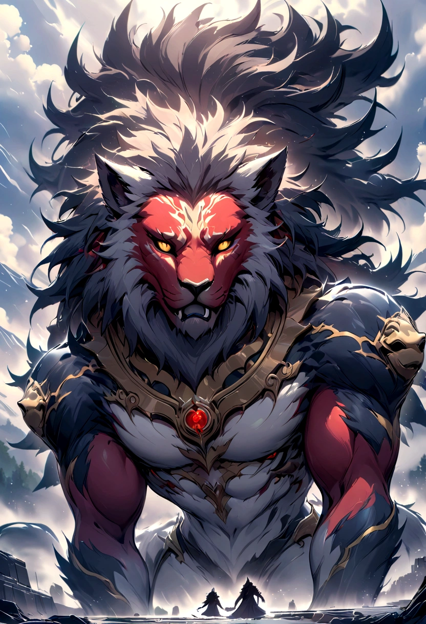 Beast with red skin electric lion head 