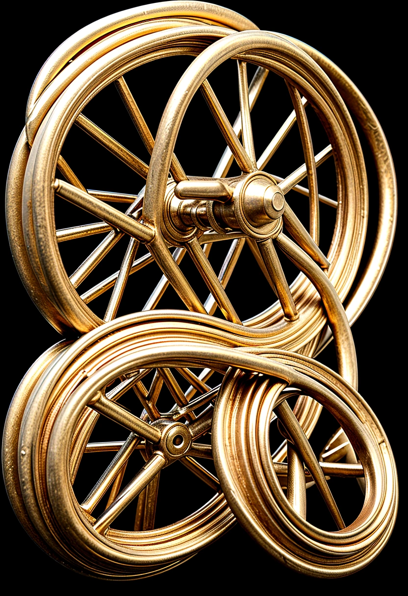 Draw nine metal rings fitted together, each hoop containing nine randomly repeated symbols. The symbols are:
One scale Two arrows, one coming out of the other A scroll Hand in hand A hand giving up treasure An open door with several people walking through it A shield Hands clasped A protected tower The rims should have an antique metallic shine, and symbols must be carved with fine detail and a slight magical glow. The rings are arranged so that each symbol appears several times, but without following a specific order.