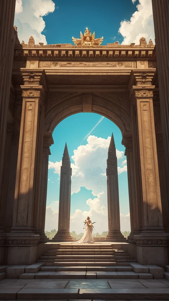Cloud World, Angels fly around, Majestic gate and pillars, Sun and Stars, In heaven,
masterpiece, highest quality, Super detailed,
Sidon, Sidon Style
(Realistic), Very delicate and beautiful, Depth of written boundary, Film Grain, Professional Lighting,
Photon Mapping, Radio City, Physically Based Rendering,