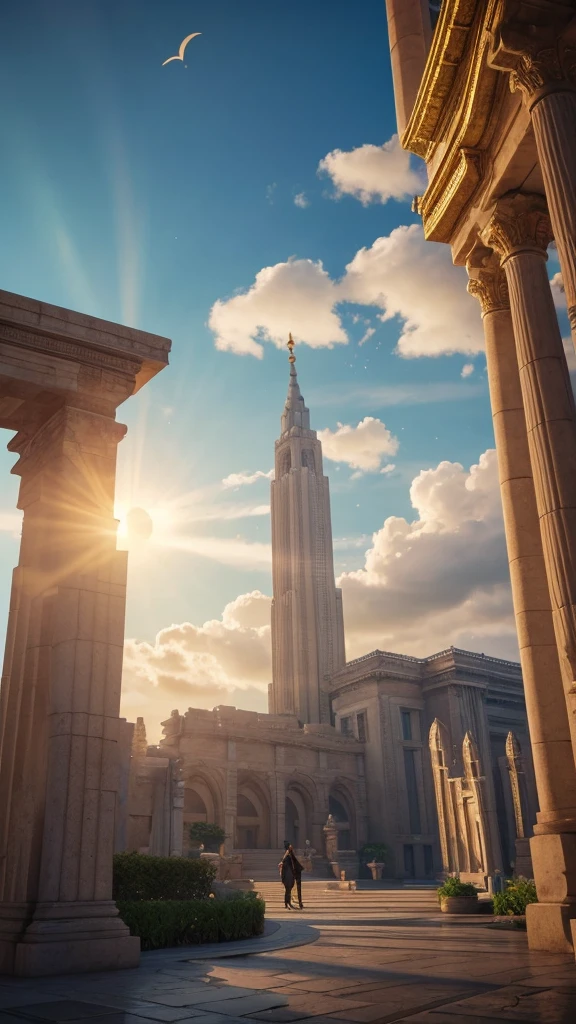 Cloud World, Angels fly around, Majestic gate and pillars, Sun and Stars, In heaven,
masterpiece, highest quality, Super detailed,
Sidon, Sidon Style
(Realistic), Very delicate and beautiful, Depth of written boundary, Film Grain, Professional Lighting,
Photon Mapping, Radio City, Physically Based Rendering,