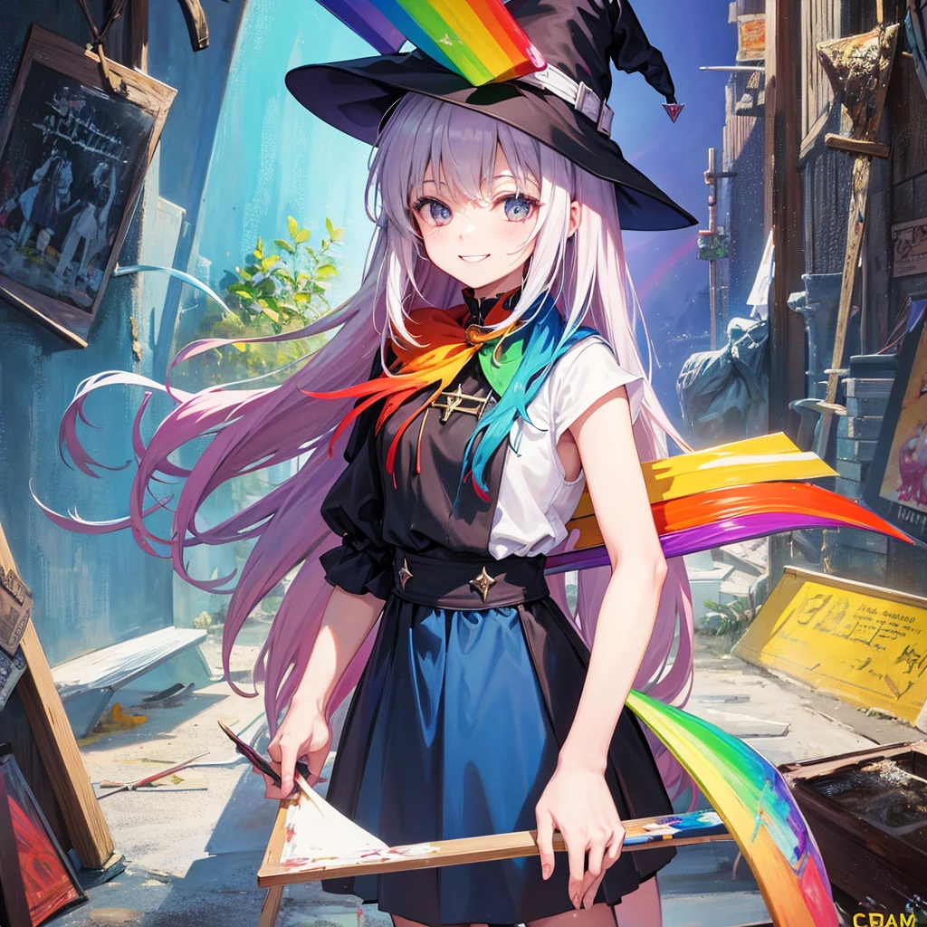 witch（Art room　Painting on canvas（hamburger　Slam　Rainbow colors）smile）Poster
