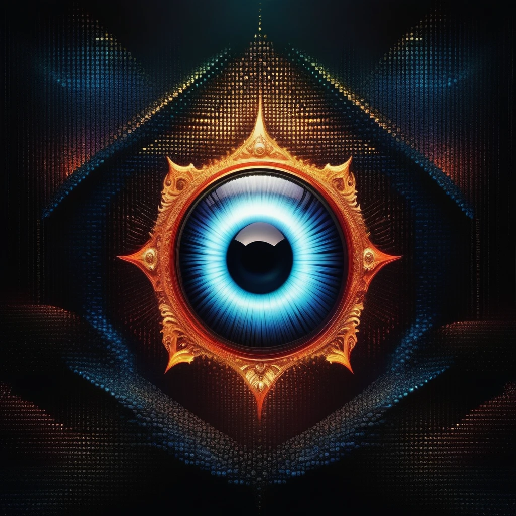pixel sorting devil's eye background intricate detail, in the matte, intricate insane details, (((illusionism:1.3))), overwhelming atmosphere, (captivatingly surreal ambiance rich colors illustration:1.1), dark core, ice ring wish,