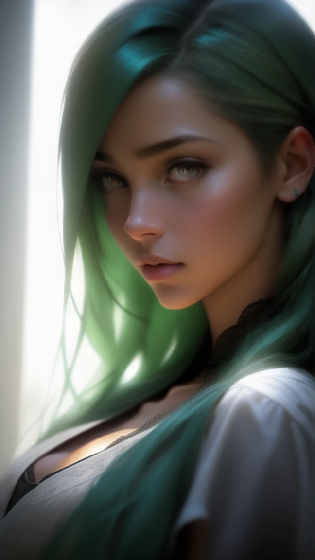 close up of a european woman, green lime hair, winter waterfall, natural skin texture, very detailed skin texture, tanned skin, 24mm, 4k textures, soft cinematic light, RAW photo, photorealism, photorealistic, intricate, elegant, highly detailed, sharp focus, ((((cinematic look)))), soothing tones, insane details, intricate details, hyperdetailed, low contrast, soft cinematic light, dim colors, exposure blend, hdr, faded, full_body