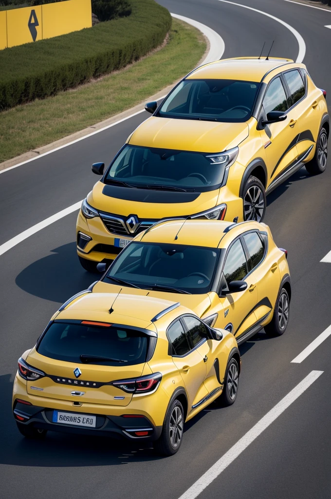 Criar uma imagem com um carro Sandero da Renault 2019, with the phrase São João knocks and returns
