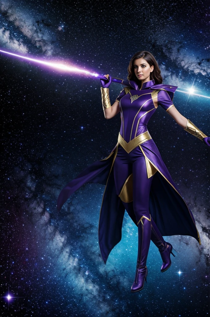 Heroine costume made of galactic energy and cosmos