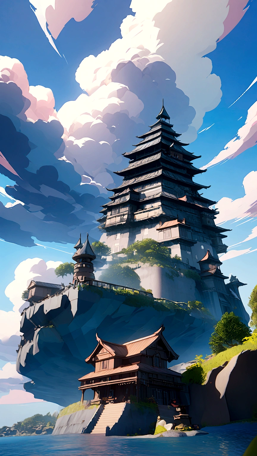 Ghibli style,Sky mobile castle,3D anime,4K picture